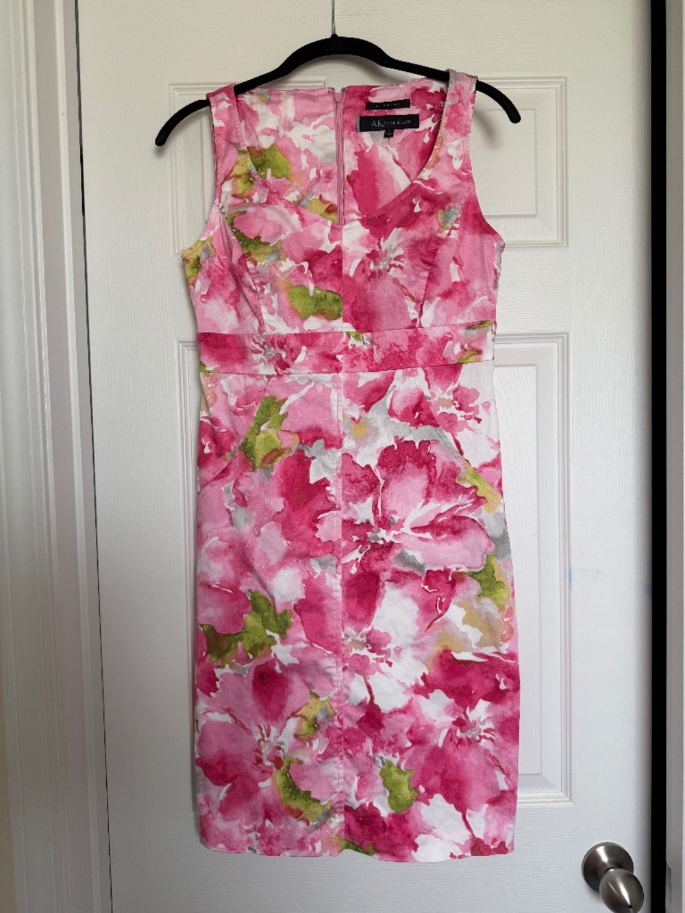 Anne Klein Stretch Sleeveless Pink Floral Dress, Size 4